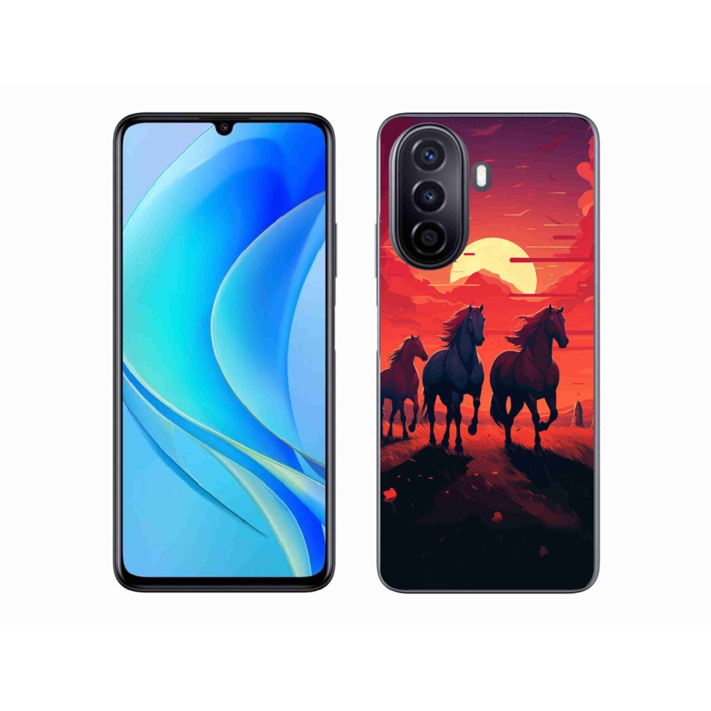 Gelový kryt mmCase na Huawei Nova Y70 - koně a západ slunce