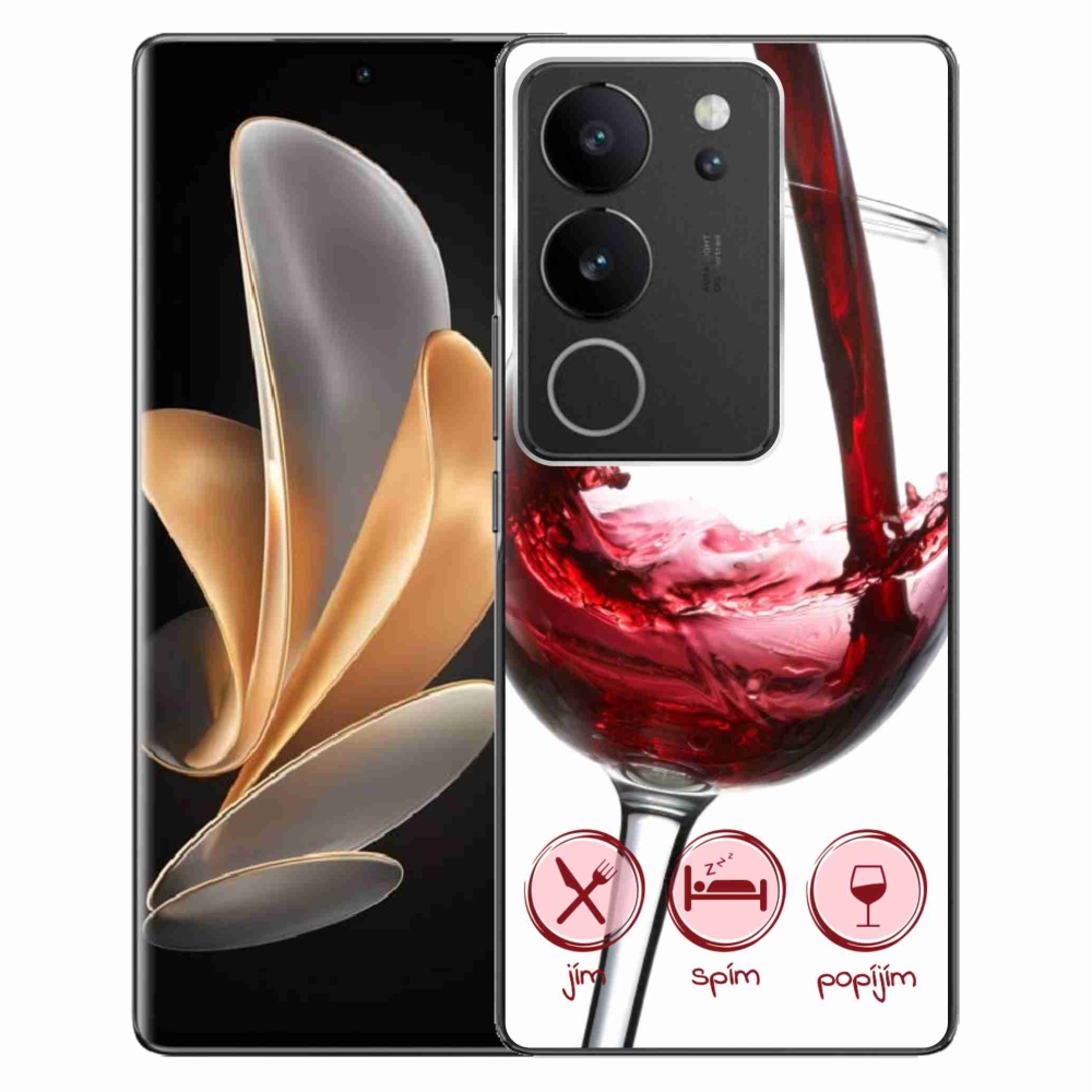 Gelový obal mmCase na Vivo V29 5G - sklenička vína červené