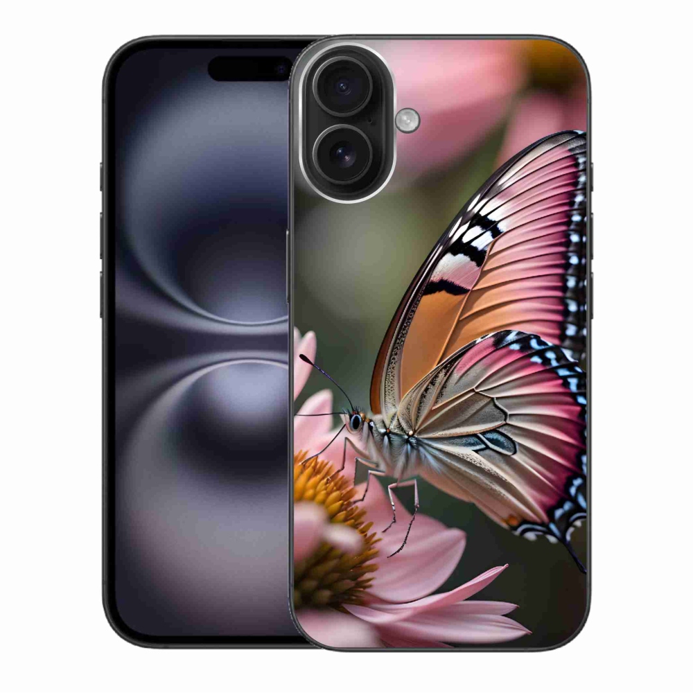 Gelový kryt mmCase na iPhone 16 Plus - barevný motýl