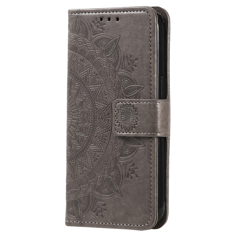 Mandala knížkové pouzdro na Xiaomi Redmi Note 14 - šedé