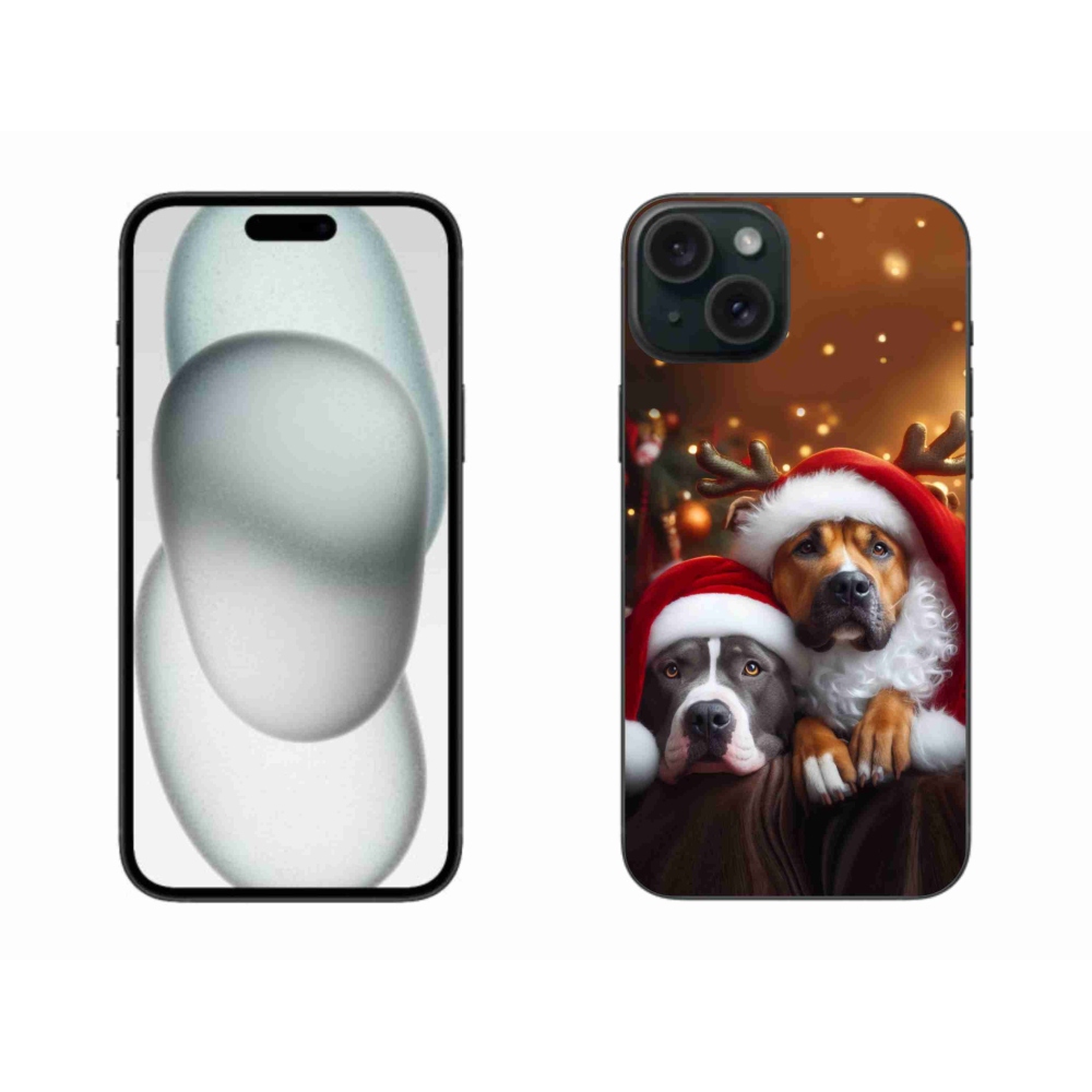 Gelový kryt mmCase na iPhone 15 Plus - vánoční psi