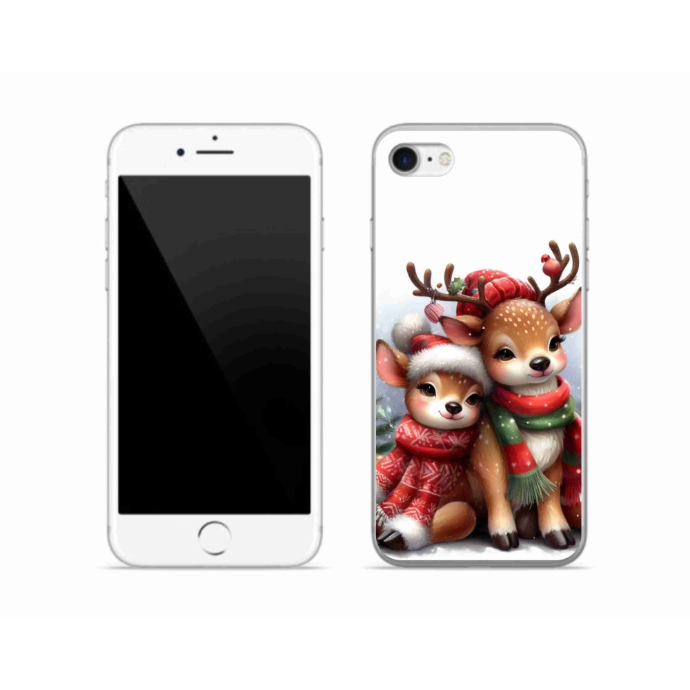 Gelový kryt mmCase na iPhone SE (2022) - vánoční sobi