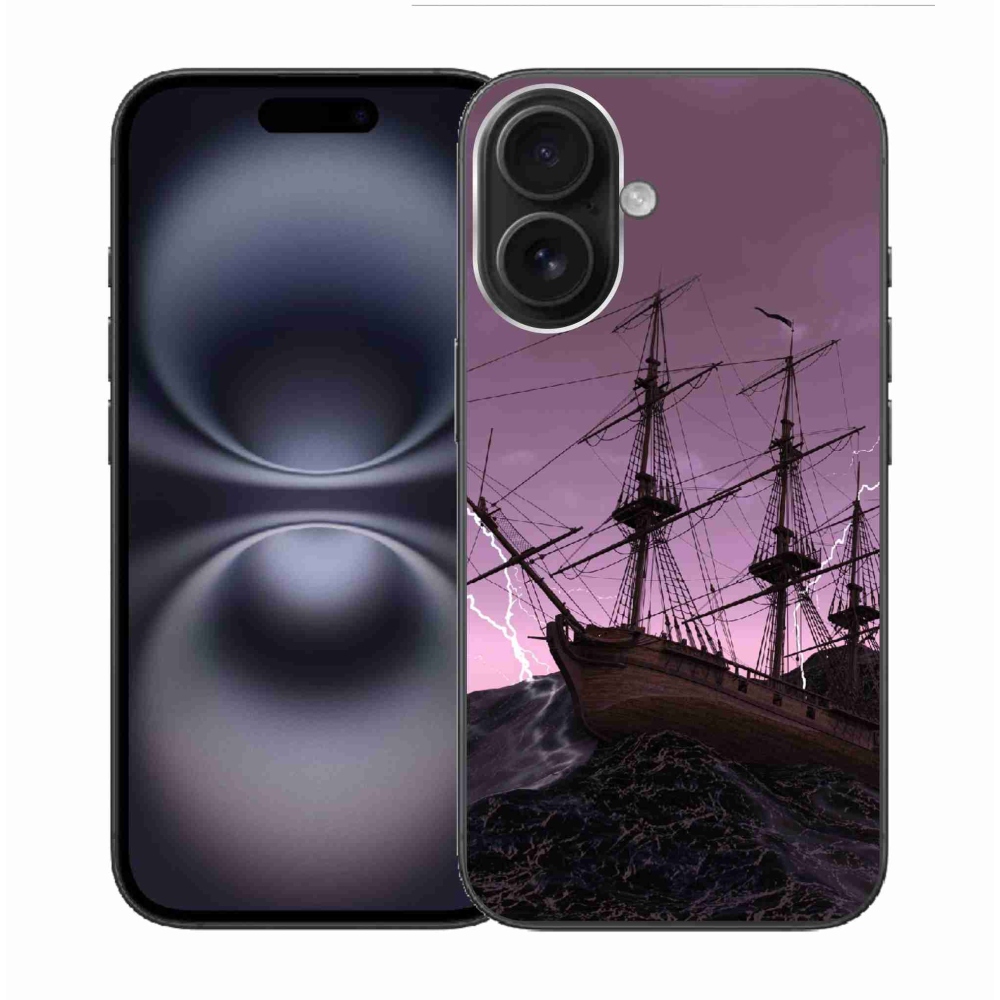 Gelový kryt mmCase na iPhone 16 - loď v bouři