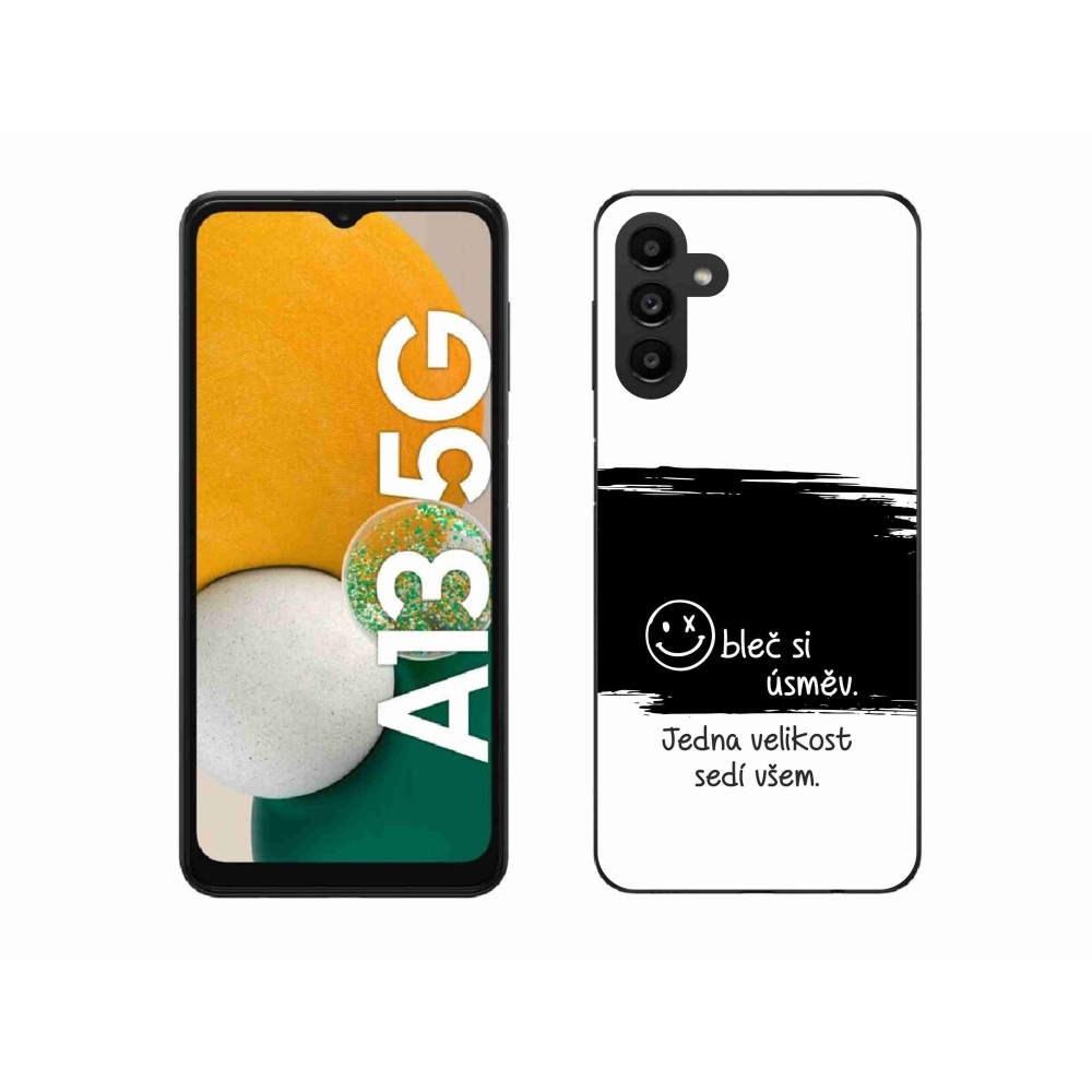 Gelový kryt mmCase na Samsung Galaxy A13 5G - vtipný text 8 černobílé pozadí