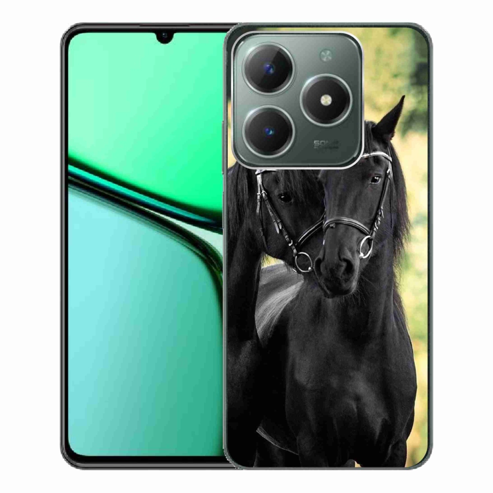 Gelový kryt mmCase na Realme C61 - dva černí koně