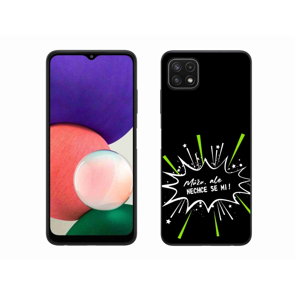 Gelový kryt mmCase na Samsung Galaxy A22 5G - vtipný text 11 černé pozadí