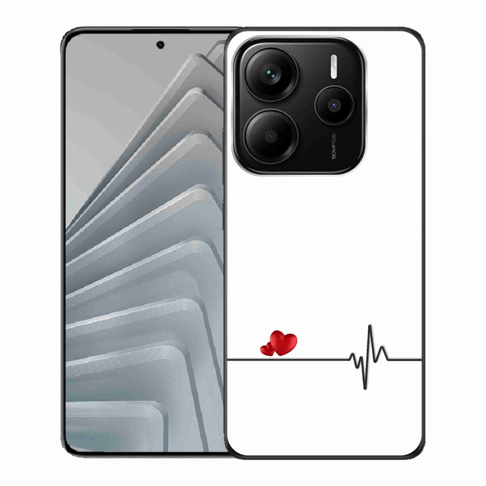 Gelový kryt mmCase na Xiaomi Redmi Note 14 5G - srdce a tep bílé pozadí
