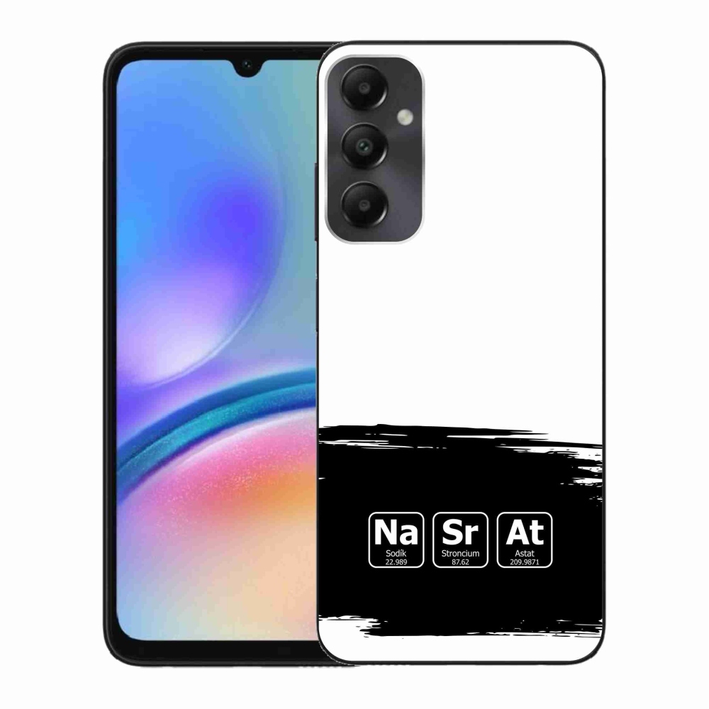 Gelový kryt mmCase na Samsung Galaxy A05s - chemické prvky černobílé pozadí