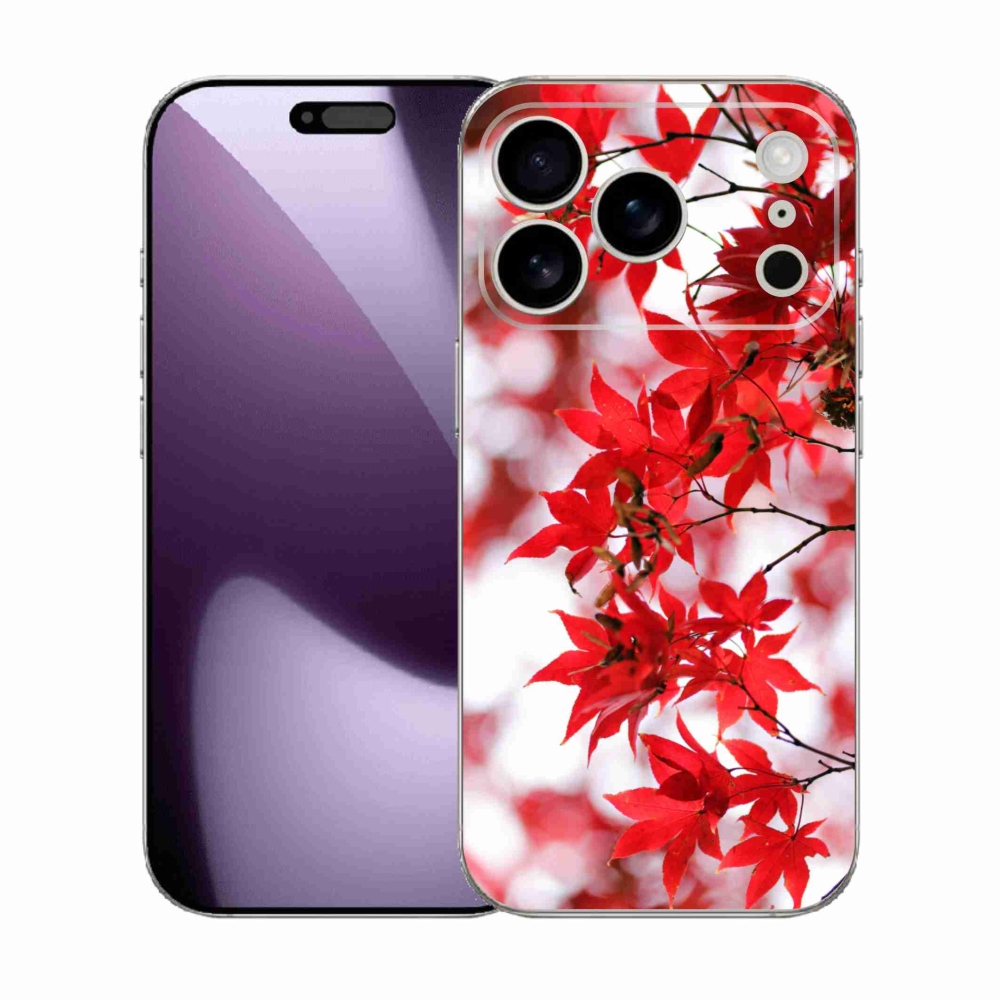 Gelový kryt mmCase na iPhone 17 Pro - červené listy