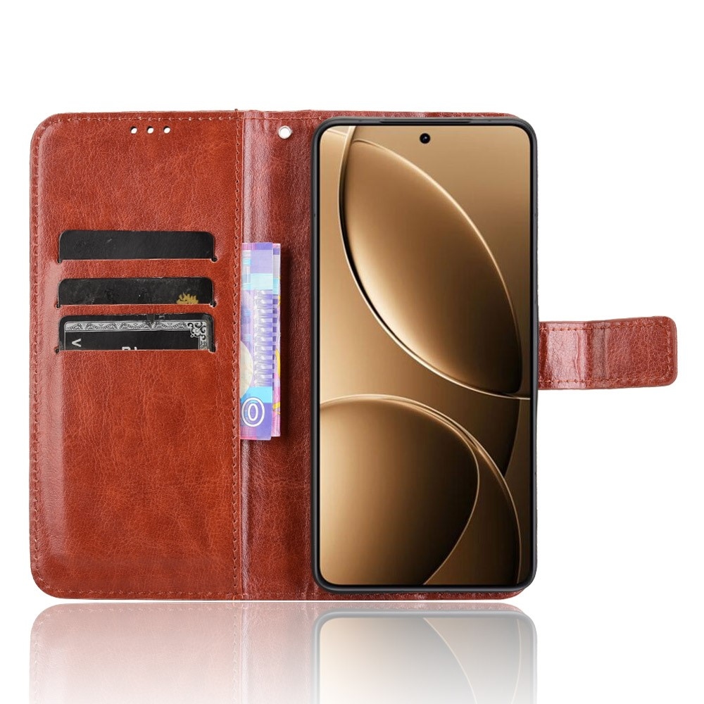 Crazy knížkové pouzdro na Xiaomi Poco F7 Pro 5G/Poco F7 Ultra 5G - hnědé