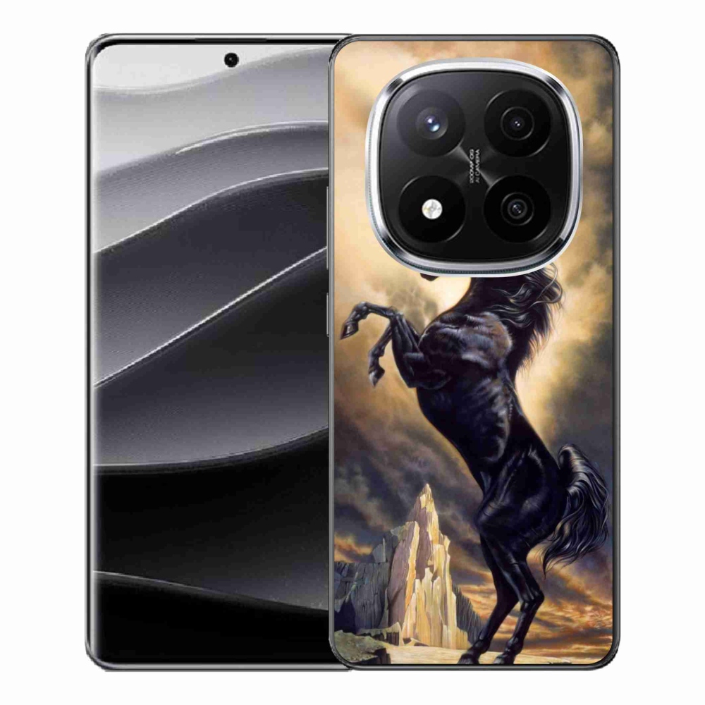 Gelový kryt mmCase na Xiaomi Redmi Note 14 Pro+ 5G - černý kreslený kůň