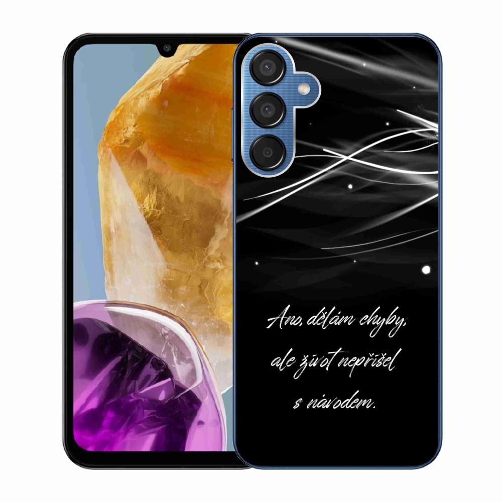 Gelový kryt mmCase na Samsung Galaxy M15 5G - citát černé pozadí