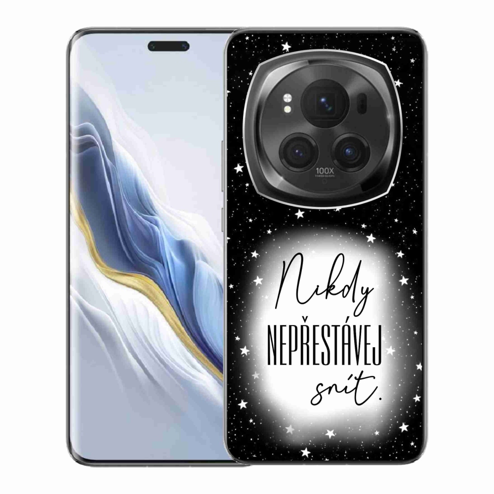 Gelový kryt mmCase na Honor Magic 6 Pro 5G - citát 1 bíločerné pozadí