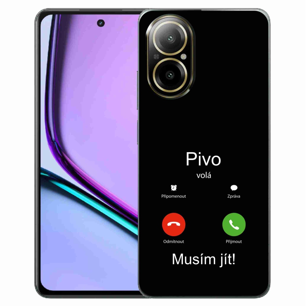Gelový kryt mmCase na Realme C67 - pivo volá černé pozadí