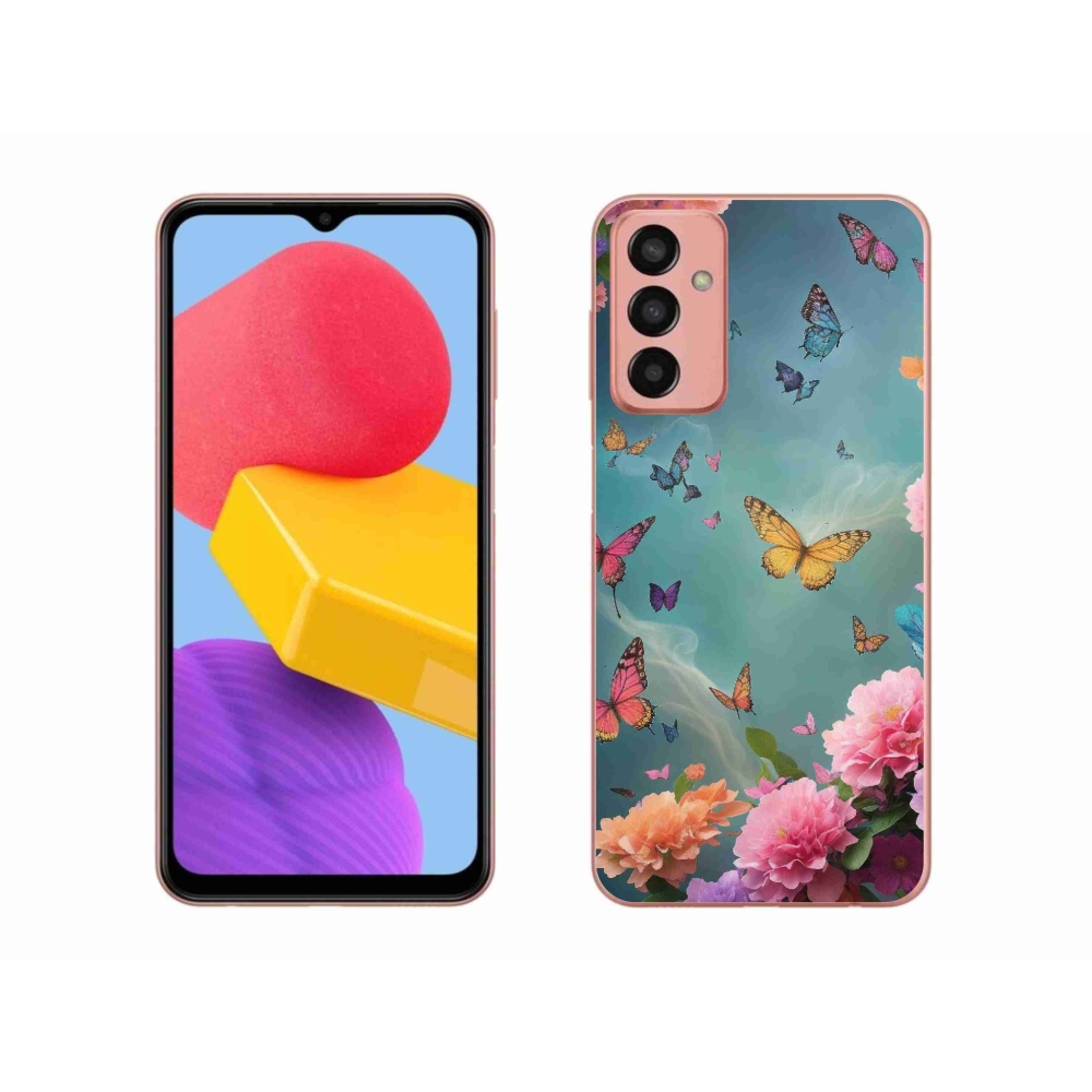 Gelový kryt mmCase na Samsung Galaxy M13 - barevné květy a motýli
