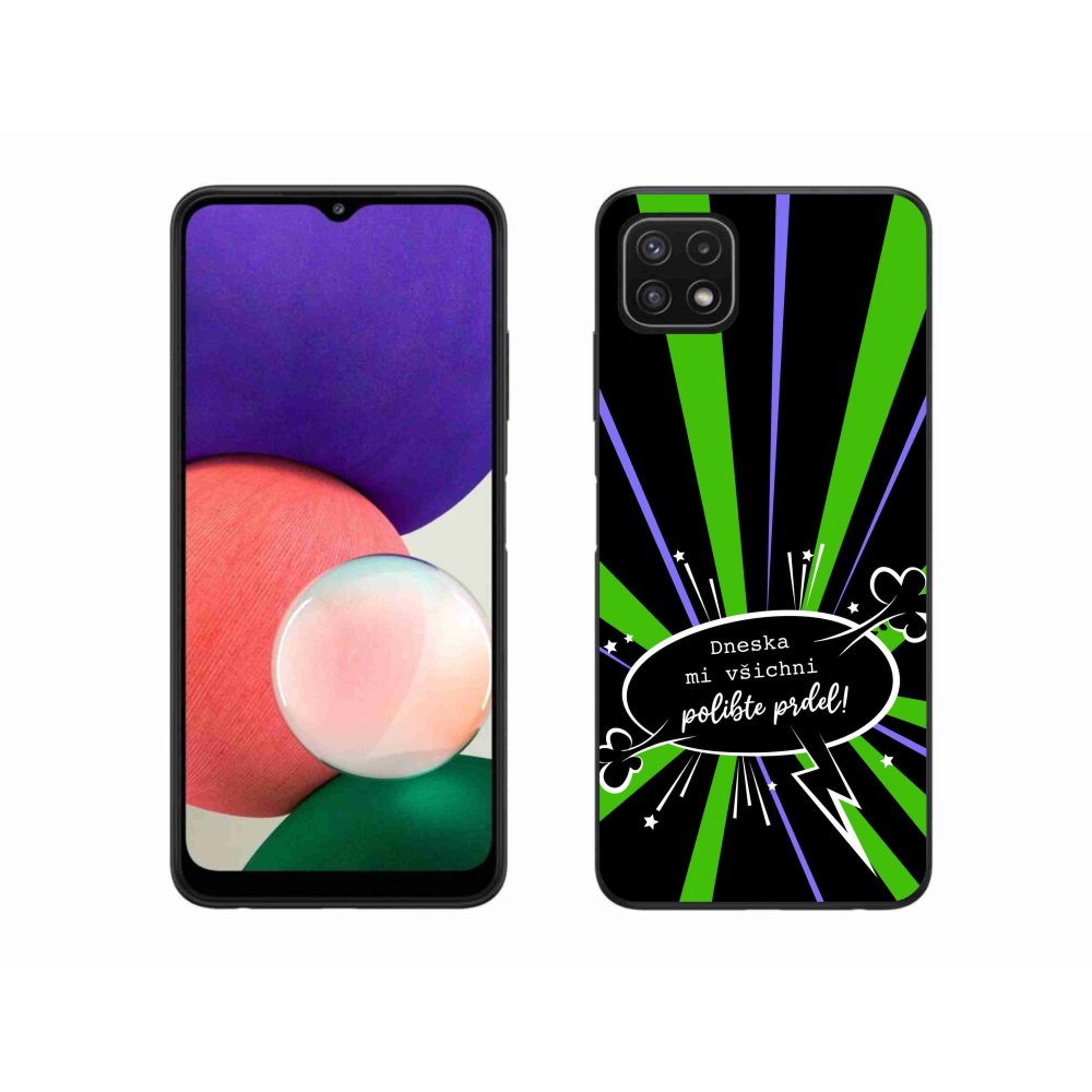 Gelový kryt mmCase na Samsung Galaxy A22 5G - vtipný text 15 černé pozadí