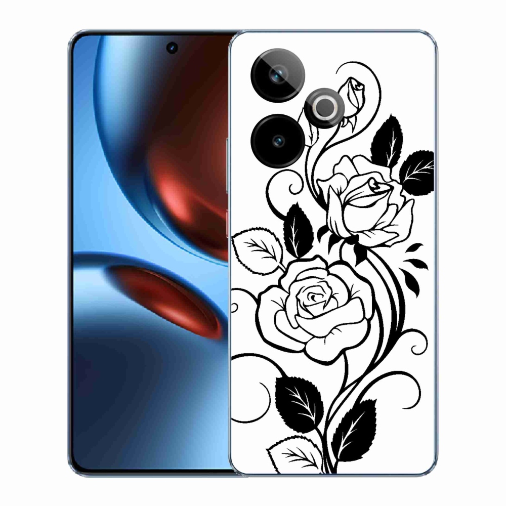 Gelový kryt mmCase na Realme GT 7 5G/GT 7T 5G - černobílá růže