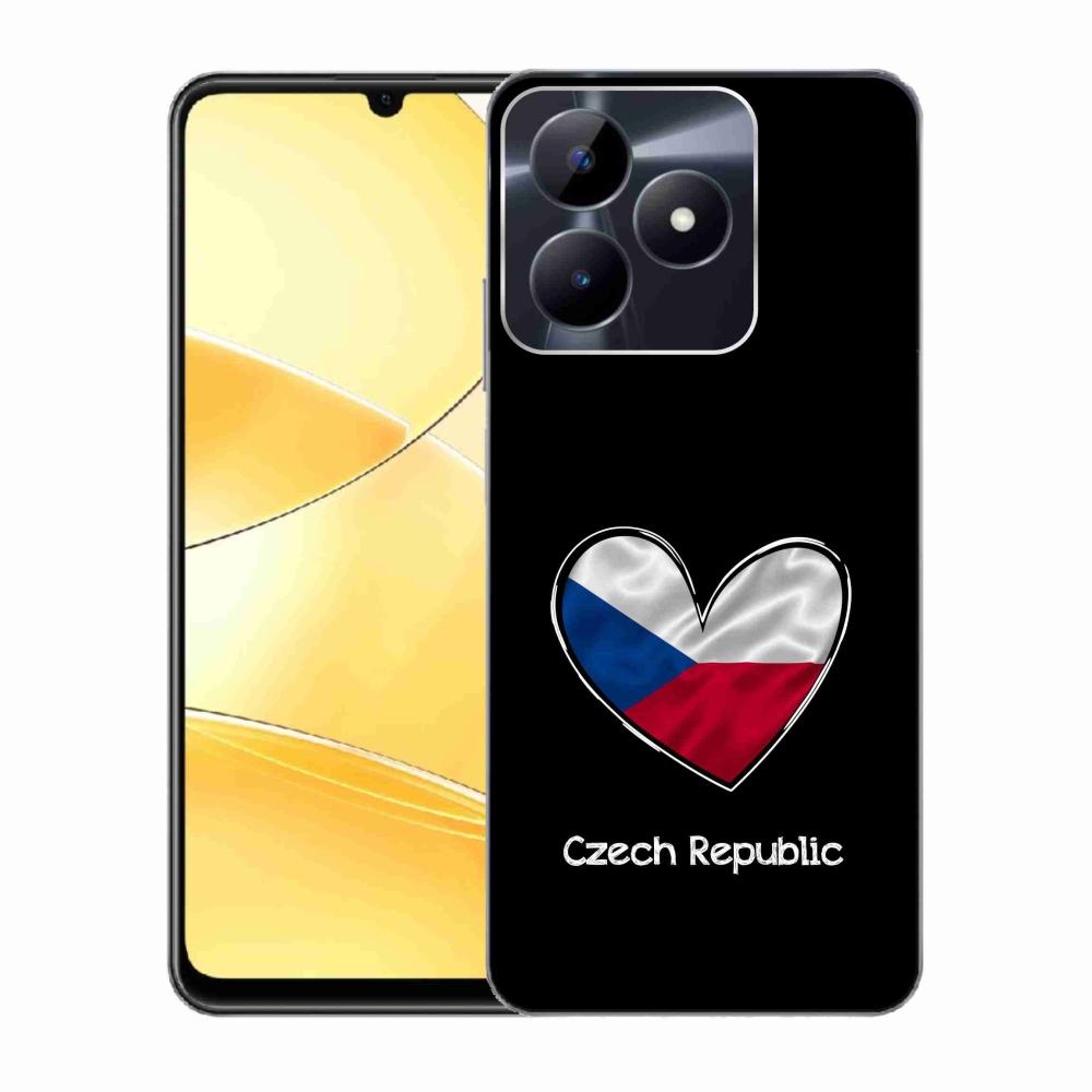 Gelový kryt mmCase na Realme C51/C53 - vlajka srdce černé pozadí