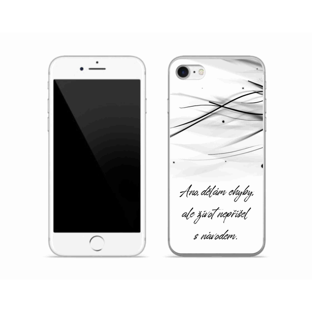 Gelový kryt mmCase na iPhone SE (2022) - citát bílé pozadí