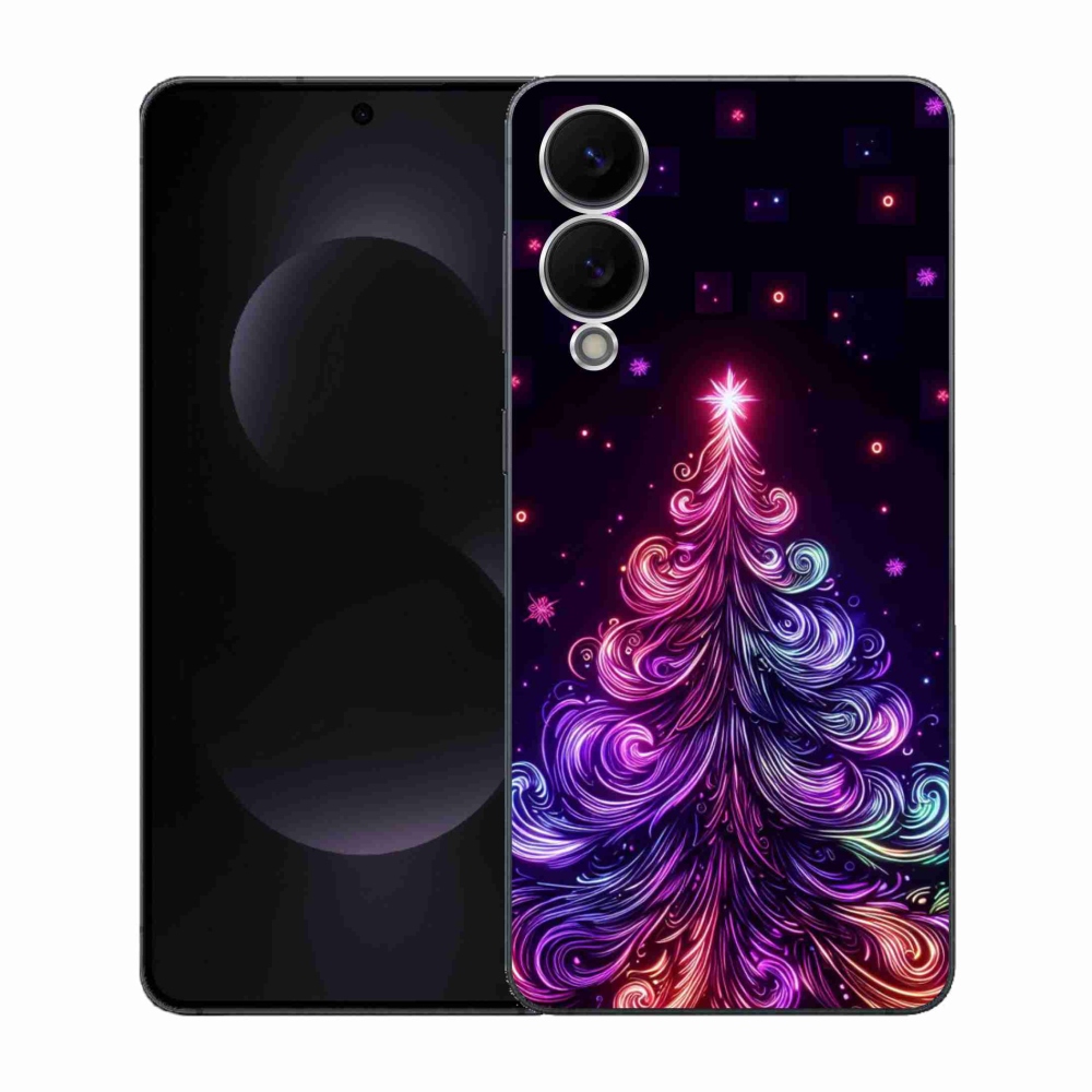 Gelový kryt mmCase na Samsung Galaxy S25 Edge - neonový vánoční stromek 1