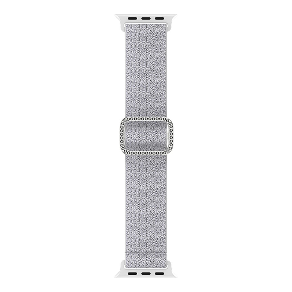 Decor nylonový řemínek na Apple Watch Ultra/Ultra 2 49mm/SE/SE 2022/2023 44mm/9/8/7 45mm/6/5/4 44mm/3/2/1 42 mm - stříbrný/bílý