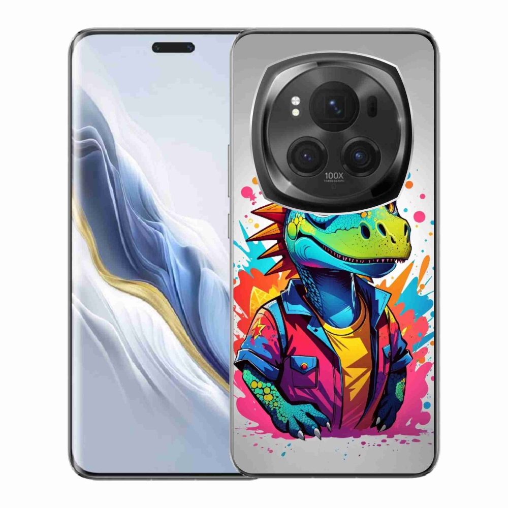 Gelový kryt mmCase na Honor Magic 6 Pro 5G - barevný dinosaurus