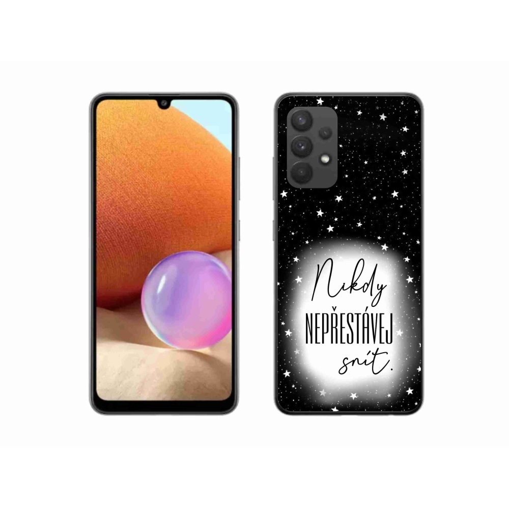 Gelový kryt mmCase na Samsung Galaxy A32 4G - citát 1 bíločerné pozadí