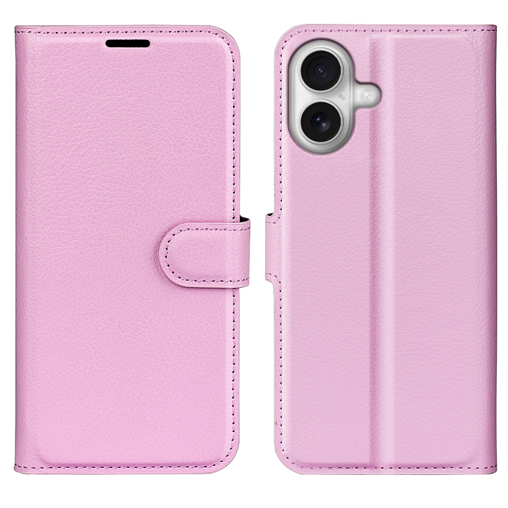 Litchi knížkové pouzdro na iPhone 17 - růžové