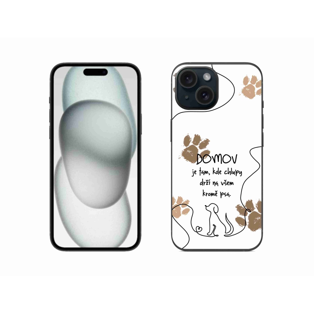 Gelový kryt mmCase na iPhone 15 - psí motiv bílé pozadí