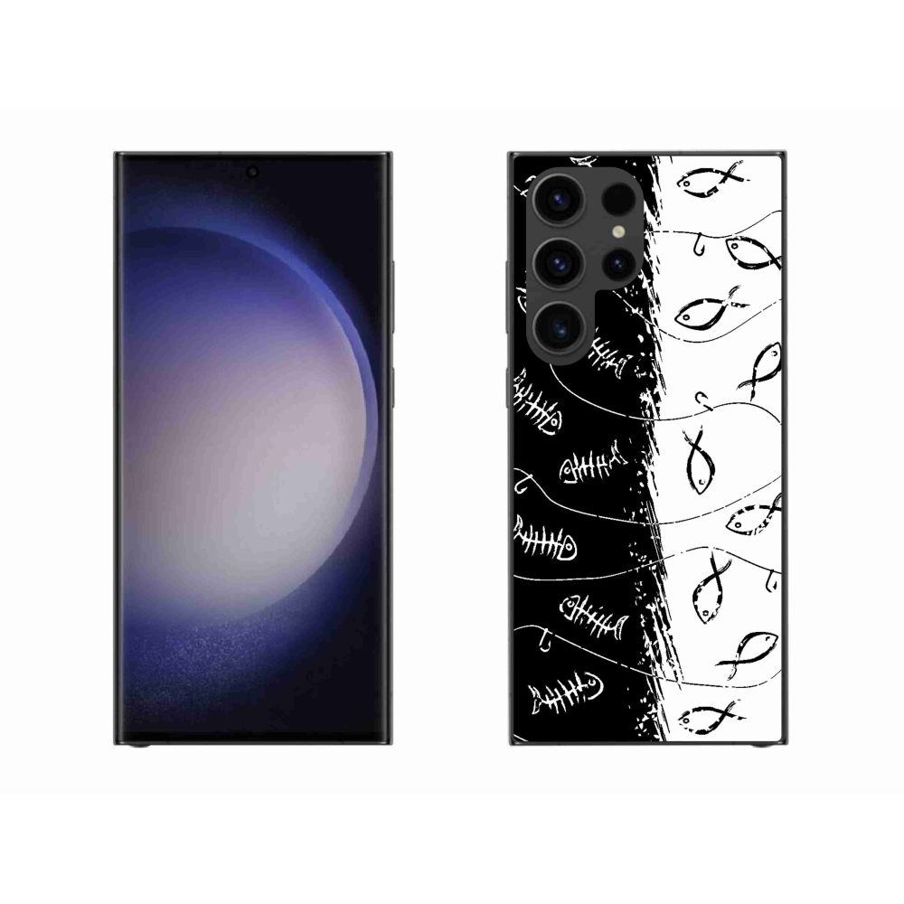 Gelový kryt mmCase na Samsung Galaxy S23 Ultra 5G - kostry a rybky