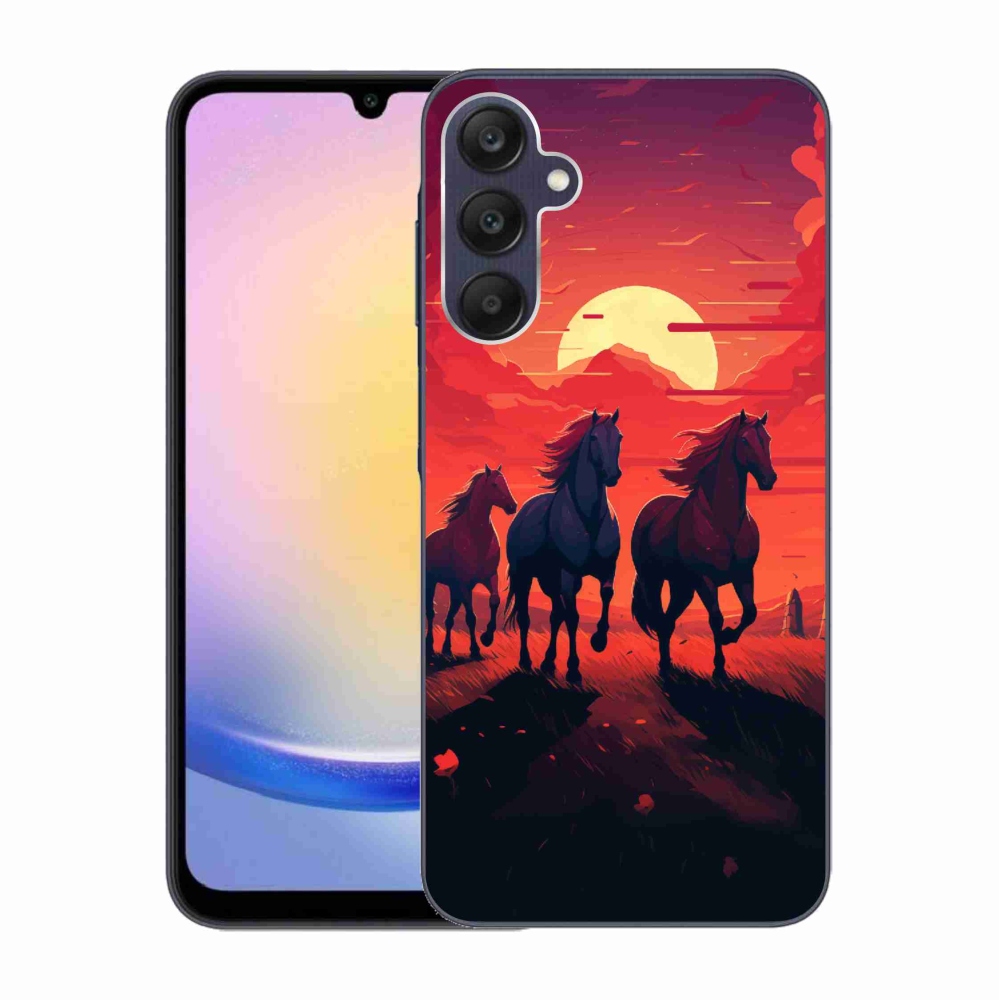 Gelový kryt mmCase na Samsung Galaxy A25 5G - koně a západ slunce
