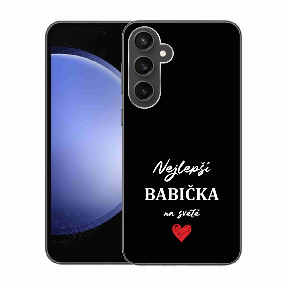 Gelový kryt mmCase na Samsung Galaxy S23 FE - nejlepší babička 1 černé pozadí