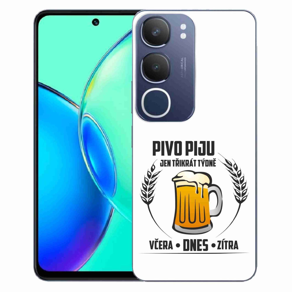 Gelový kryt mmCase na Vivo Y19s - pivní motiv bílé pozadí