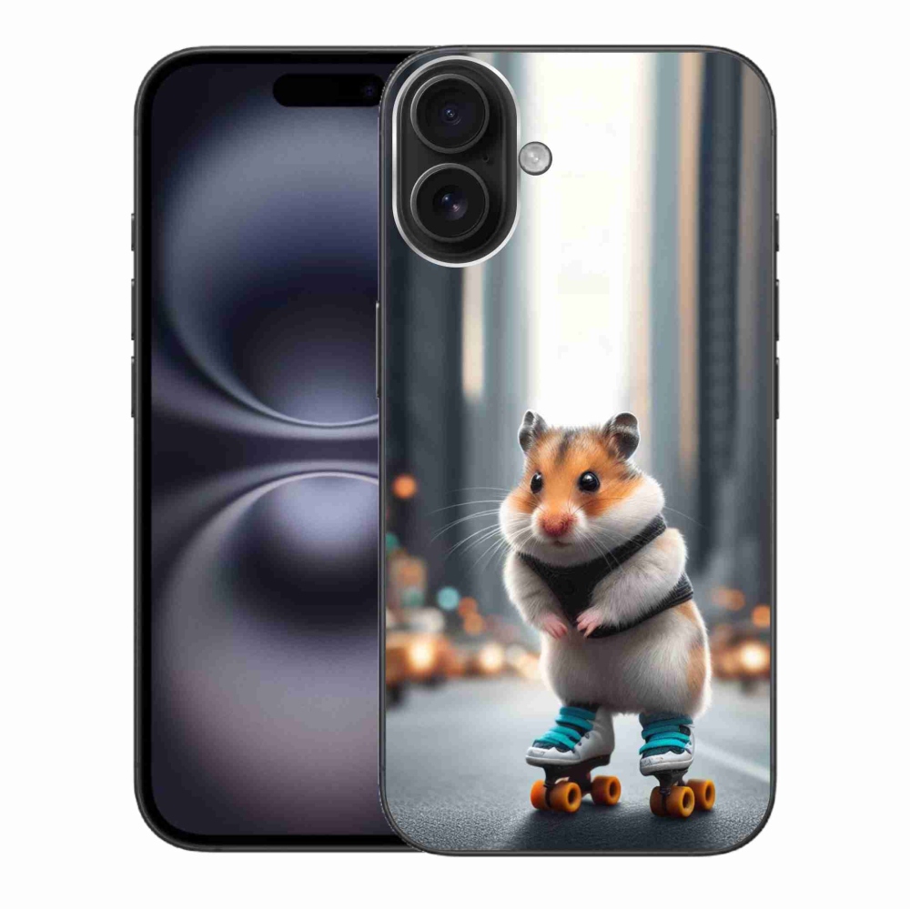 Gelový kryt mmCase na iPhone 16 Plus - křeček na bruslích
