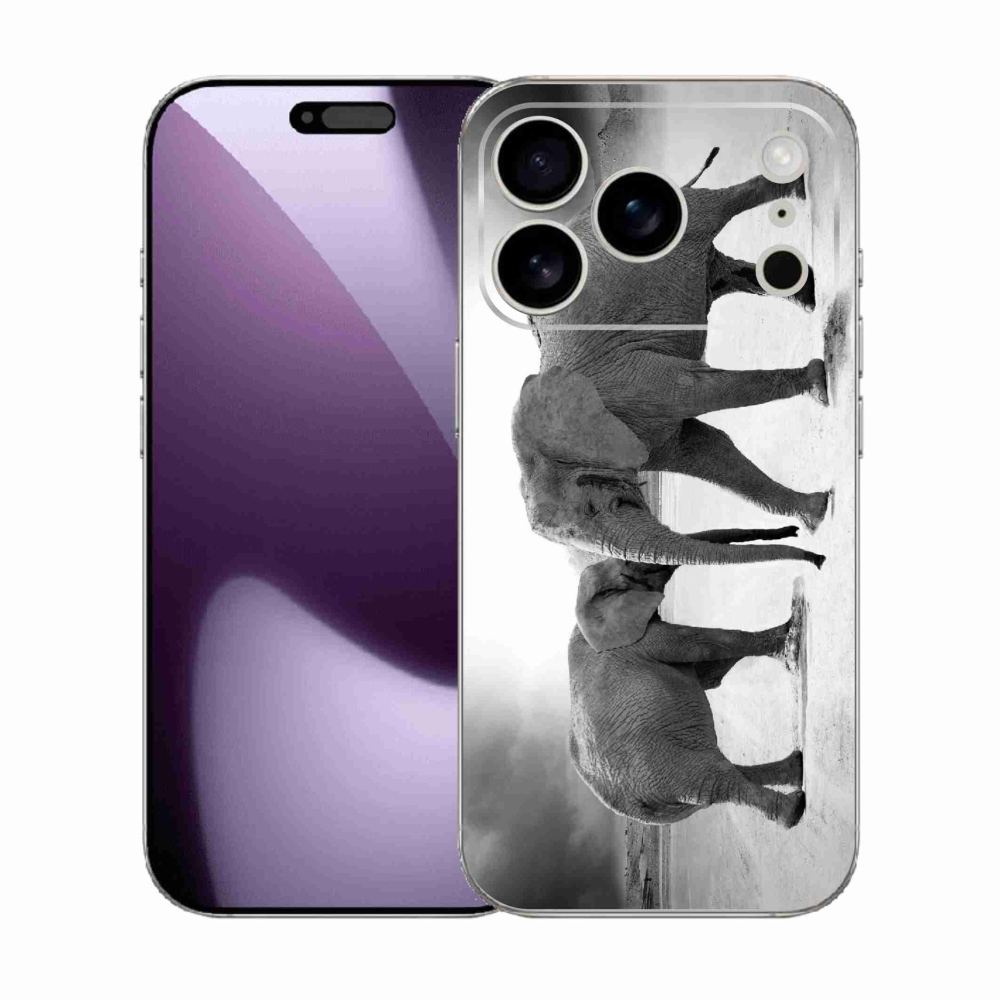 Gelový kryt mmCase na iPhone 17 Pro - černobílí sloni