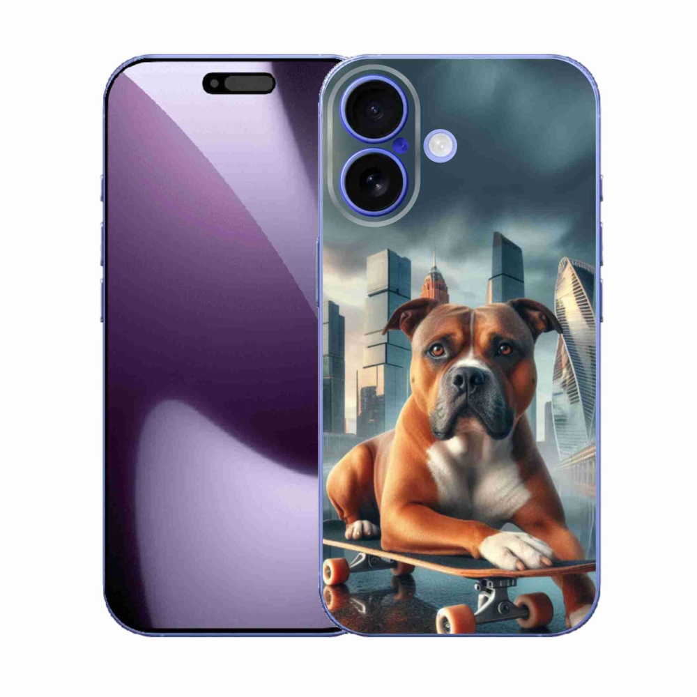 Gelový kryt mmCase na iPhone 17 - pes na skateboardu
