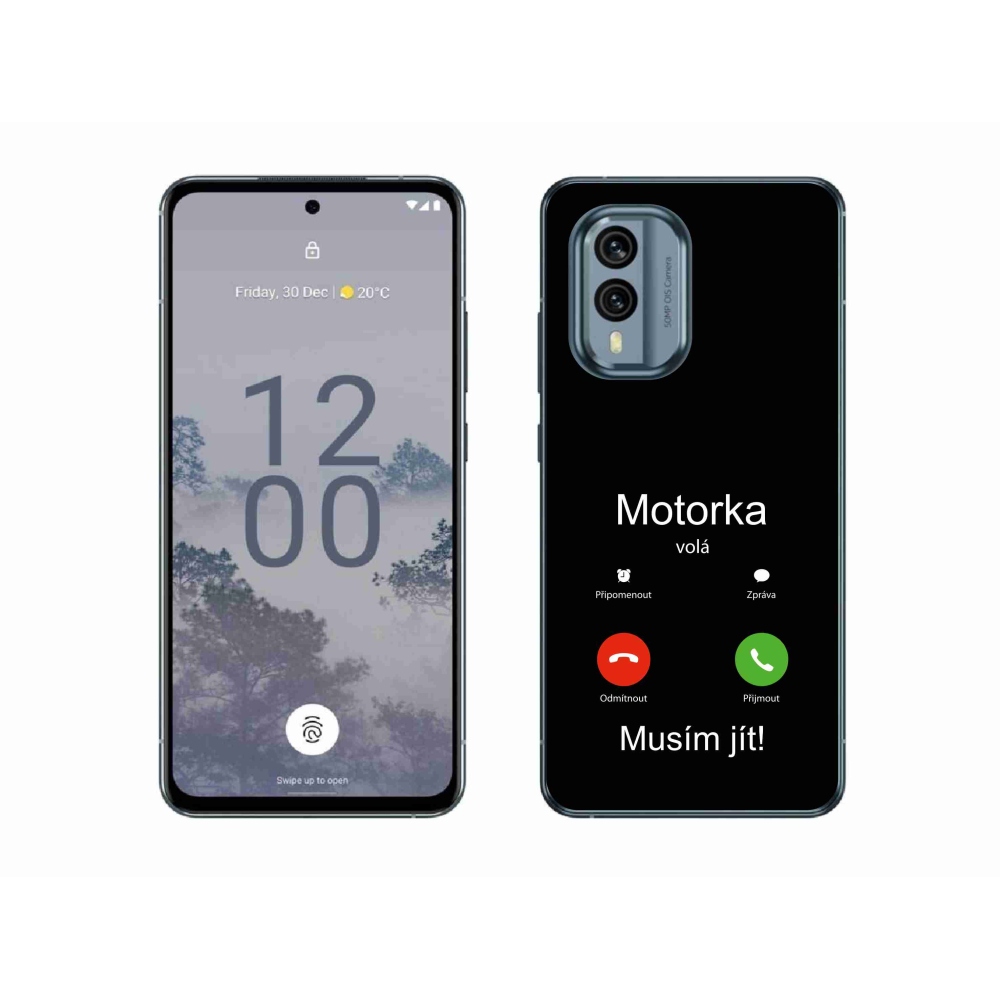 Gelový kryt mmCase na Nokia X30 5G - motorka volá černé pozadí