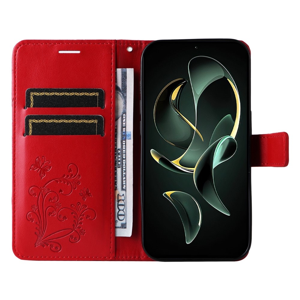 Big butterfly knížkové pouzdro na Xiaomi 13T/13T Pro - červené