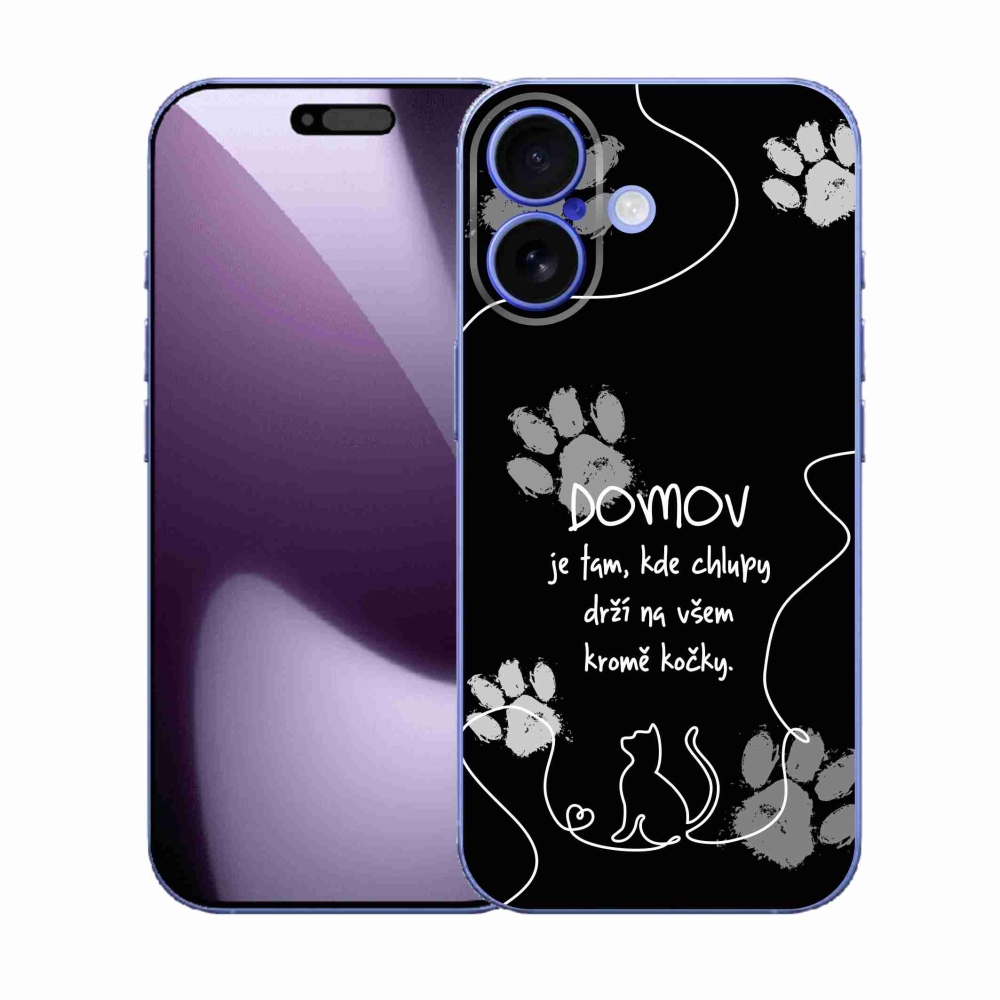 Gelový kryt mmCase na iPhone 17 - kočičí motiv černé pozadí