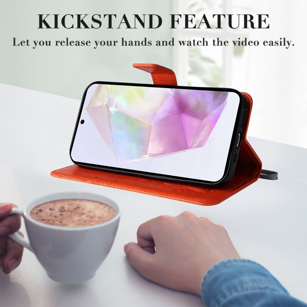 Big Butterfly knížkové pouzdro na Samsung Galaxy A36 5G - oranžové