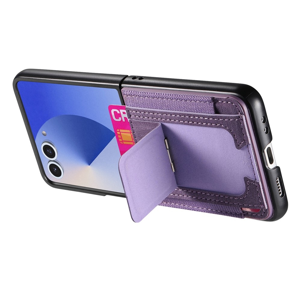 Luxurious plastový kryt s umělou kůží na Samsung Galaxy Z Flip7 5G - fialový