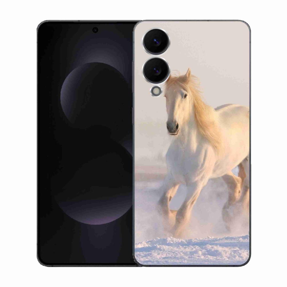 Gelový kryt mmCase na Samsung Galaxy S25 Edge - kůň ve sněhu