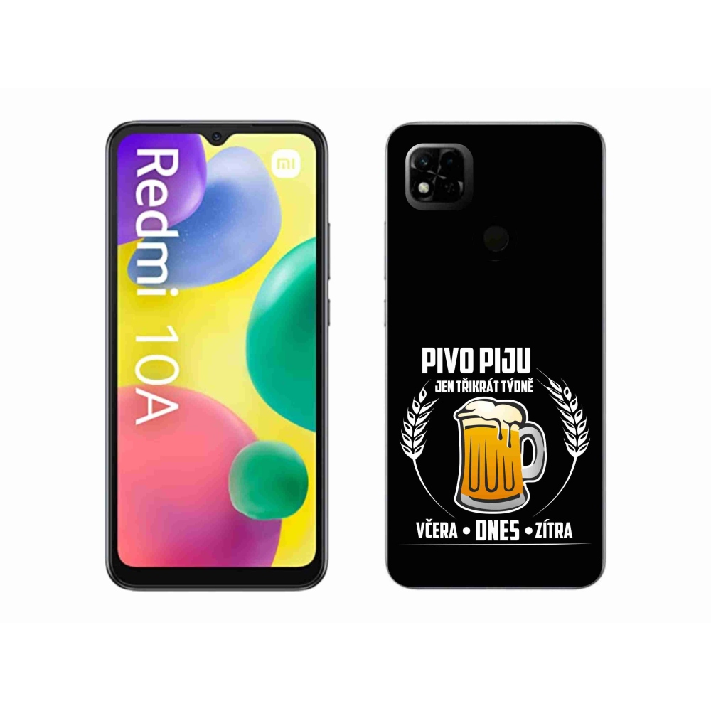 Gelový kryt mmCase na Xiaomi Redmi 10A - pivní motiv černé pozadí