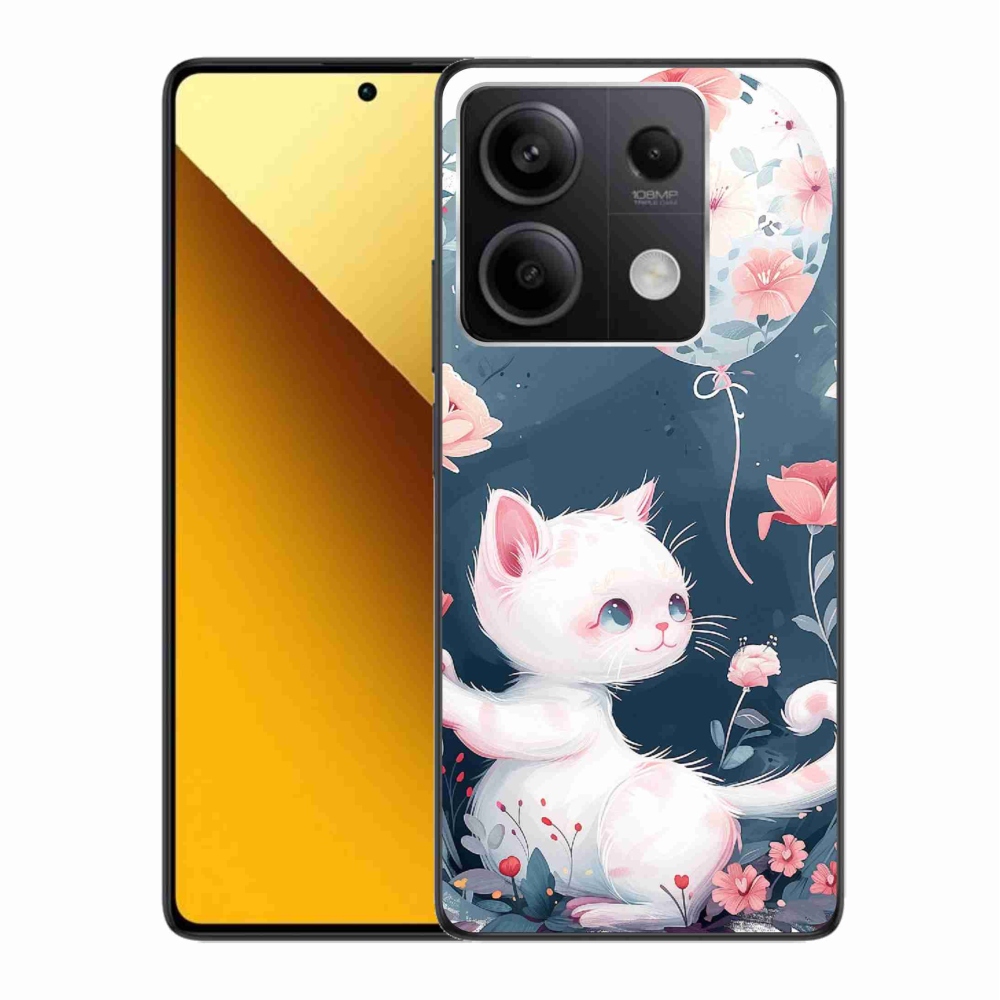 Gelový kryt mmCase na Xiaomi Redmi Note 13 5G - kotě s balónkem
