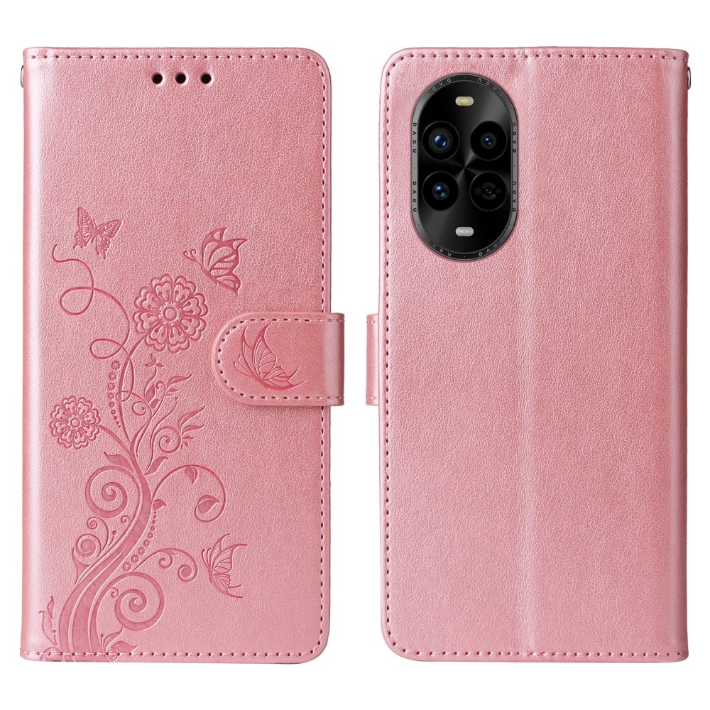 Flowery knížkové pouzdro na Huawei Nova 13 Pro 5G - růžové