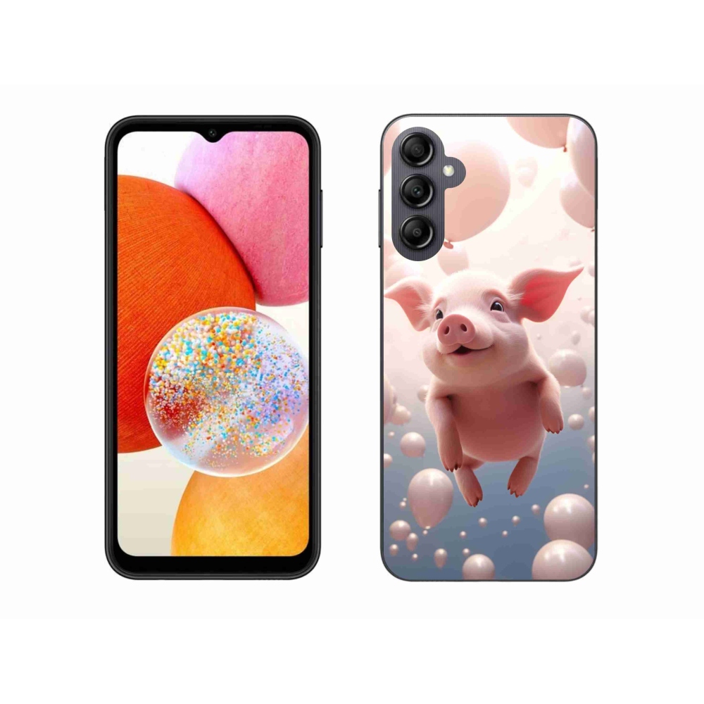 Gelový kryt mmCase na Samsung Galaxy A14 4G/5G - prasátko s balónky