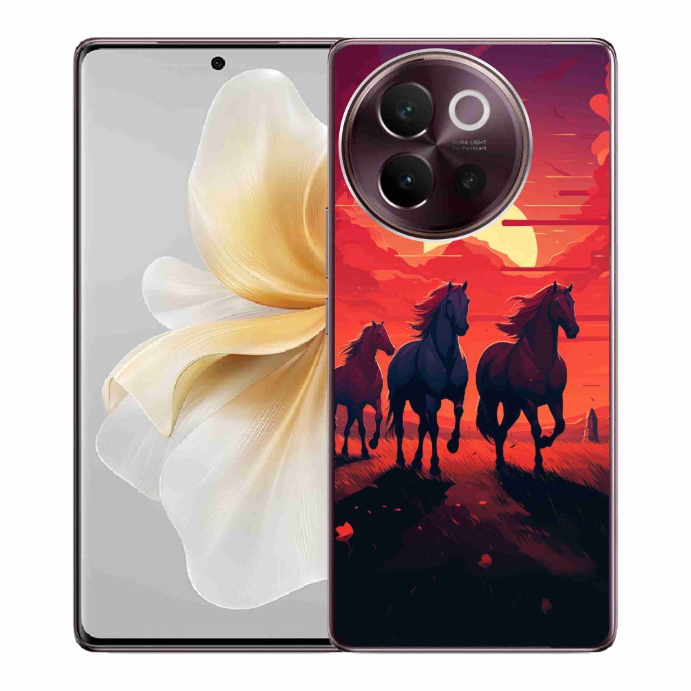 Gelový kryt mmCase na Vivo V40 Lite 5G - koně a západ slunce
