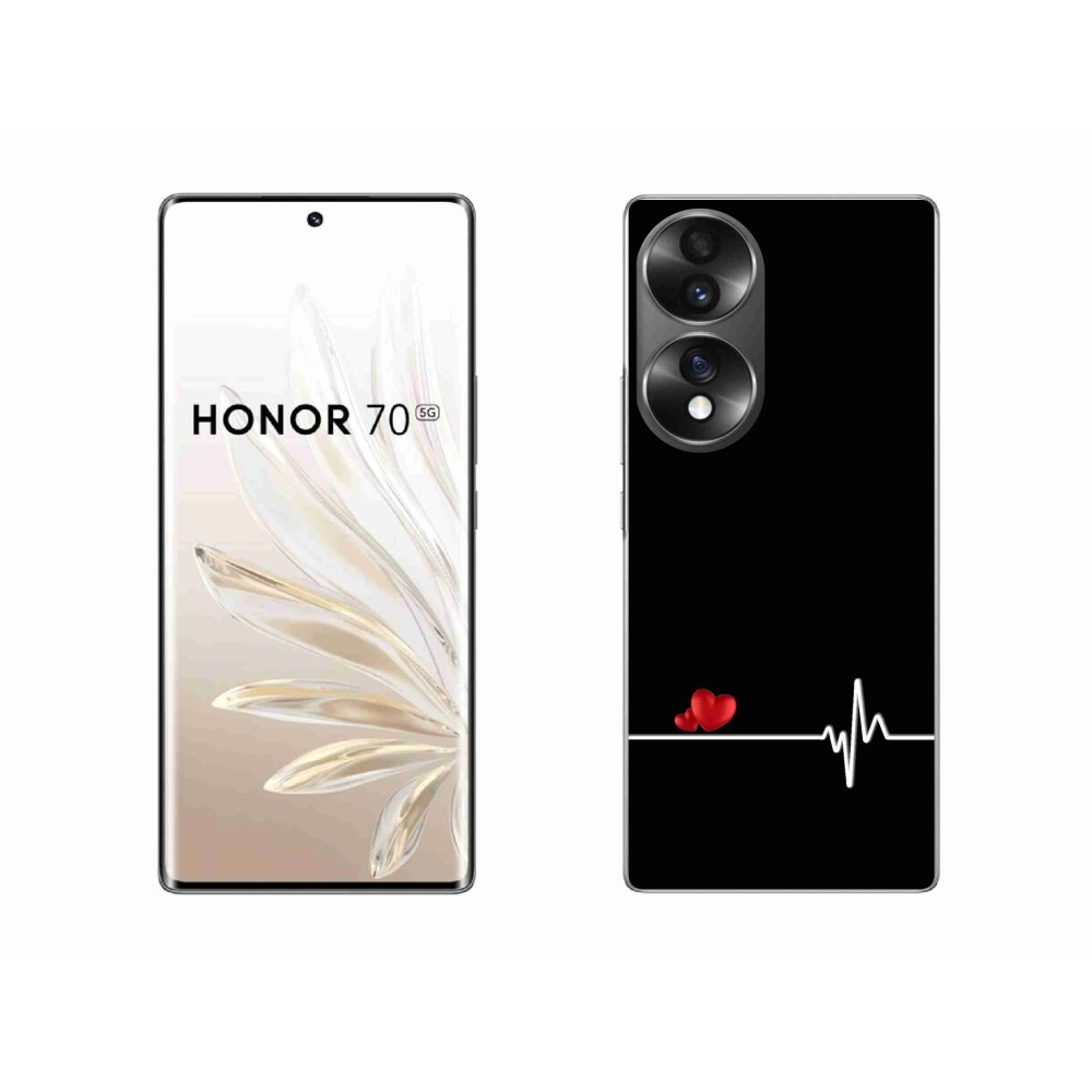 Gelový kryt mmCase na Honor 70 - srdce a tep černé pozadí