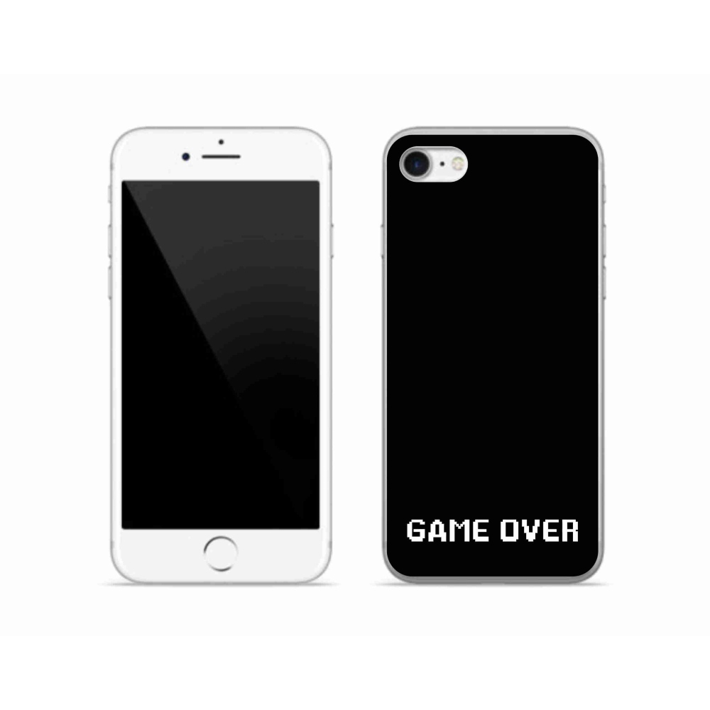Gelový kryt mmCase na iPhone SE (2022) - game over černé pozadí