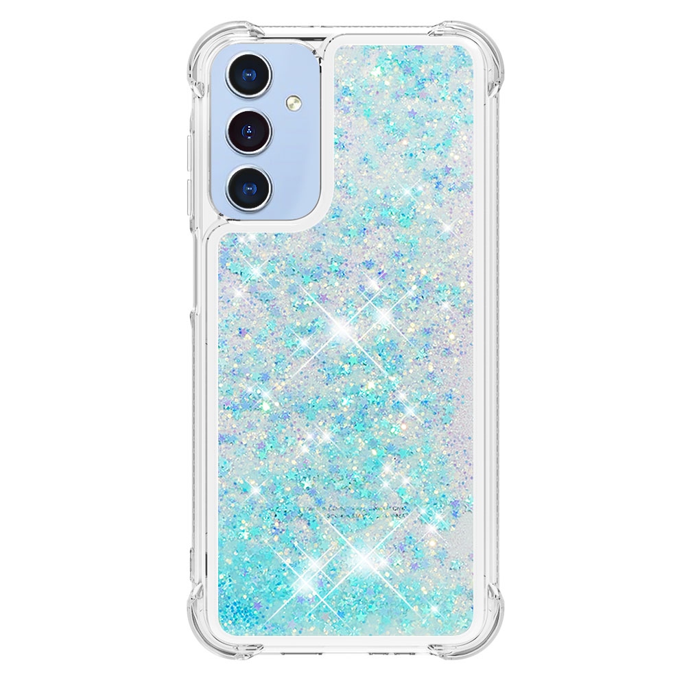 Glitter přesýpací gelový obal na Samsung Galaxy A17 5G - modrý/hvězdičky